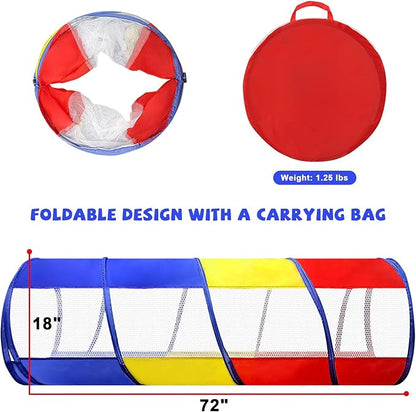 Kids Play Tunnel for Toddlers 1-3, 6 Foot Baby with 2 Mesh Sides Pop Up Crawling Toys 1 3 4 Year Old Girl Boy Birthday Gift, Indoor Outdoor Toddler Children or Dog