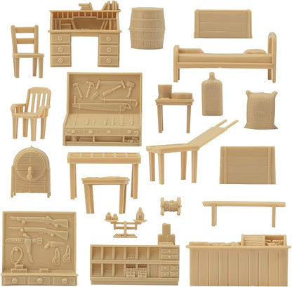 BMC Classic Marx Military Base Camp - 44pc Plastic Army Men Playset Accessories