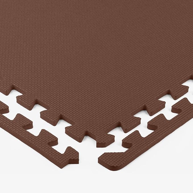 Flooring Inc's 1/2" Soft Non-Toxic Baby Play Mat, Toddler Playmat, Colorful Puzzle PlayMat, Floor Mats for Kids & Babies, EVA Foam Interlocking Tiles for Nursery & Playroom | Brown, 15 Tiles, 60 Sq/Ft