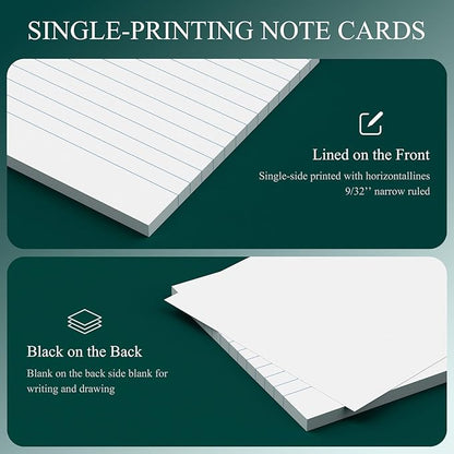300 Count Index Cards 4x6 Flash Cards White Flashcards for Studying, Ruled 4x6 Index Cards, 10 Pack Notecards, Lined Index Card, Lined on Front, Blank on Back, 4 x 6 Card Stock Paper, White Card