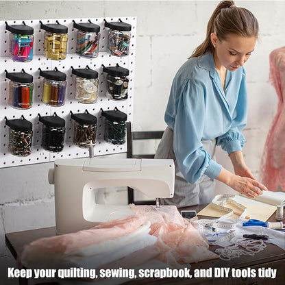 Unittype 20 Set Pegboard Organizer Accessories Peg Boards Jars with Lids Plastic Pegboards Bins Storage Containers Clear Peg Board Wall Organizer for Garage Sewing Office Home Supplies(White)