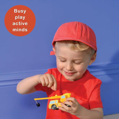 Mentari Toys - Building Vehicles - 4pc Wooden Construction Vehicles with Interactive, Moving Parts - Toy Truck Set for Action-Packed Imaginative Play - Develop Motor Skills and Coordination - Age 3+