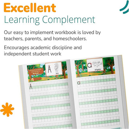 Channie's Alphabet Tracing & Kids Writing Pad, Practice Visual Handwriting & Storytelling Workbooks, 80 Pages, Grades PreK – 1st, Summer School, Learning Workbook for Homeschool and After School
