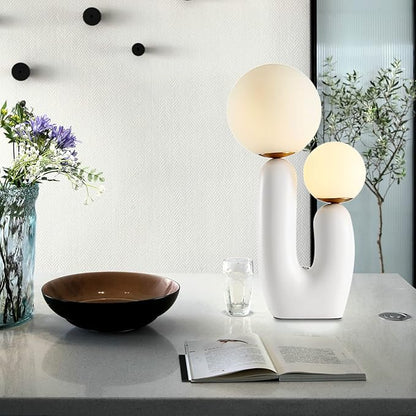 Arturesthome Nightstand Desk Lamp, Creative Nordic Living Room Bedside Bedroom Table Lamp with Light Bulbs, White