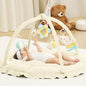 ANGELBLISS 5 in 1 Baby Play Gym Mat, Reversible Tummy Time Mat with 5 Sensory Toys for Stage-Based Developmental, Thick & Large Baby Activity Center from Newborn to Toddler (Beige)