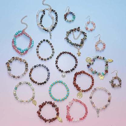 Xyliise Natürliche Perlen Set for Adults Bracelet Making Kit Beads for Bracelets Jewelry Making Kit DIY Crystal Tree Tree of Life DIY Jewelry Necklace Earrings