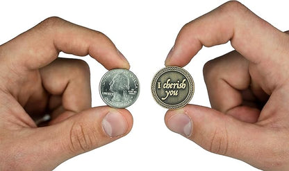 Bulk Set of 3 Romantic Love Expression Coins, I Cherish You, I Can't Stop Thinking About You, Anniversary Pocket Tokens for Date Night, Love Gift for Men & Women, from Him or Her
