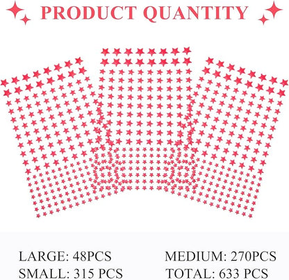 Glow in The Dark Stars Decals Decor 633 Pcs Luminous Dot Stars, 3D Starry Stars Glow in The Dark Stickers for Ceiling or Wall and Kids Bedroom Décor