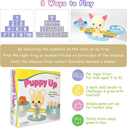Puppy Balance Counting Toys, Cool Math Learning Games for Boys and Girls, Educational Number Toy Preschool Puppy Balance Counting Toys, Fun Children's Gift STEM Math Games Toys for Kids Age 3+(63 PCS)