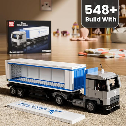 Mould King Container Truck Building Set, Realistic American Style Container Truck Model for Boys/Girls Ages 8+, 24070 STEM Toy Vehicles with Detailed Interior, Collectible Model for Adults (548 PCS)