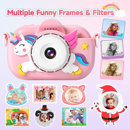 Kids Camera for Toddler Girls Boys Aged 3-9, YEEHAO 32MP Kids Toys Digital Camera 3 4 5 6 7 8 9 Year Old Girls, Children Birthday Gift for Kids
