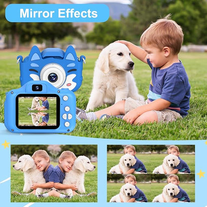 Kids Camera Toys Gifts for Boys Girls, Selfie Camera HD Digital Video Shockproof Camcorder, Christmas Birthday Gifts for 3 4 5 6 7 8 9 Years Old Girls Boys Gifts - 32GB SD Card Included