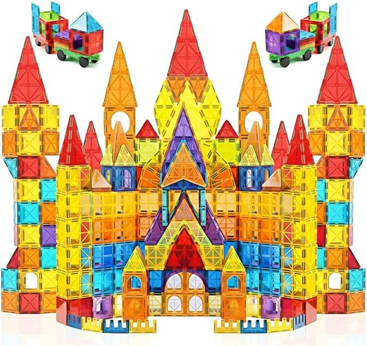 Magnetic Tiles 150 PCS with 2 Cars - STEM Building Blocks for Kids,Safe Magnatiles for 3+ Preschool Toddlers, Educational Gift for Boys & Girls