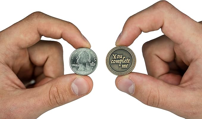 Bulk Set of 3 Romantic Love Expression Coins, You Complete Me, I am Better Because of You, Anniversary Pocket Tokens for Date Night, Love Gift for Men & Women, from Him or Her