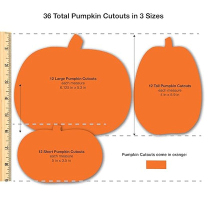 144 Pieces Fall Leaves, Pumpkins, and Apples Punch Out Paper Cutouts in Fall Colors, 2-Sided US Made Card Stock for Thanksgiving and Halloween Crafts, Bulletin Boards, Classroom Decor, Festive Events