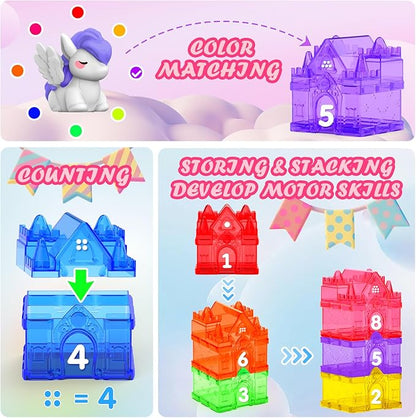 Learning Toys for 1,2,3 Year Old Toddlers, 20Pcs Fairy Tale Princess Castle Montessori Toy Counting Sorting Color Matching Finger Puppet, Birthday Gift Party Favors Kids Prize Box 12m+