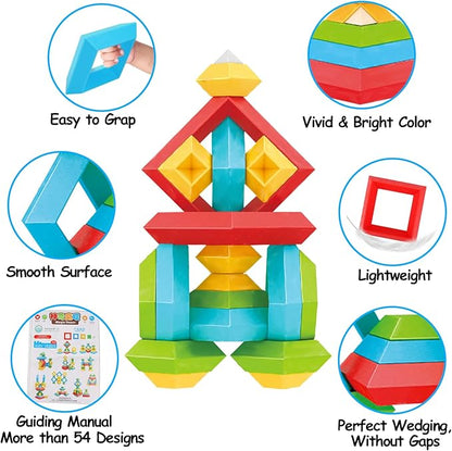 Tsomtto Montessori Toys for 3 4 5 6 Year Old Boys Girls Toddlers Preschool Learning Activities 30 Pcs Stacking Building Blocks STEM Stackable Educational Sensory Gifts for Kids Age 3-4
