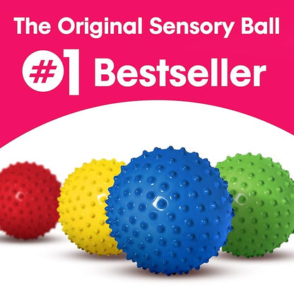 Edushape Original Sensory Ball for Baby - 7" Deflated with Pump, Yellow, Enhances Gross Motor Skills for Kids 6 Months & Up