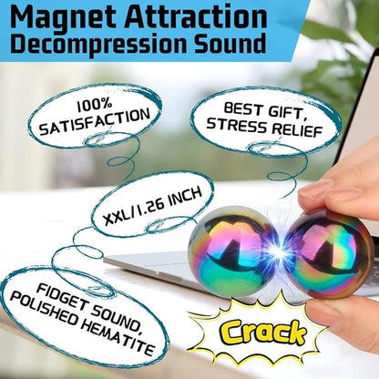 Magnet Slime Putty Party Favors, Fidget Toy Magnet Ferrite Putty Beads, Hematite Magnetic Stones Eggs with 1.26 inch Magnet Balls, Cool Desk Toy, EDC Toy Science Kit Gift
