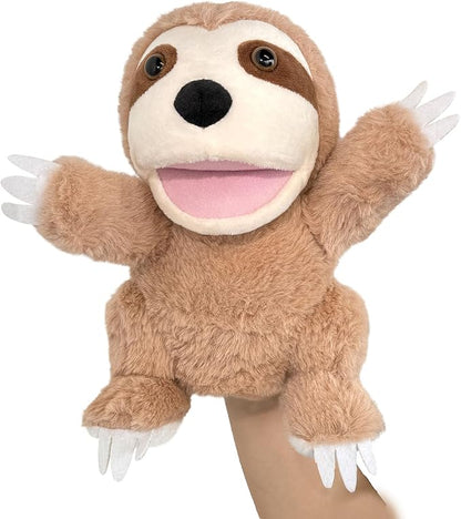 Puppet Sloth Hand Puppets for Kids, 10'' Stuffed Puppet with Movable Mouth,Sloth Stuffed Animal Plush Interactive Storytelling Puppets Toy Gift for for Toddlers 1-3