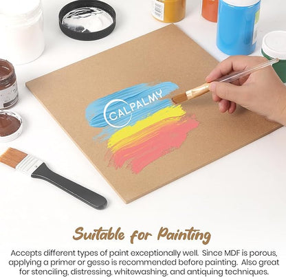 CALPALMY 12-Pack MDF Board 1/4 Inch Thick 12" x 12" Unfinished Wood Panels, 6mm Thick Medium Density Fiberboard Wood Boards for Crafts, Painting, Carpentry, Engraving, Interior Design, and More