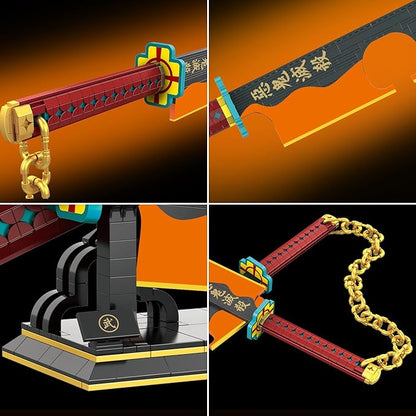 1478pcs, 82inch for Sword Building Block Model, Samurai Sword Set with Scabbard and Stand, Best Gift for Anime Fans