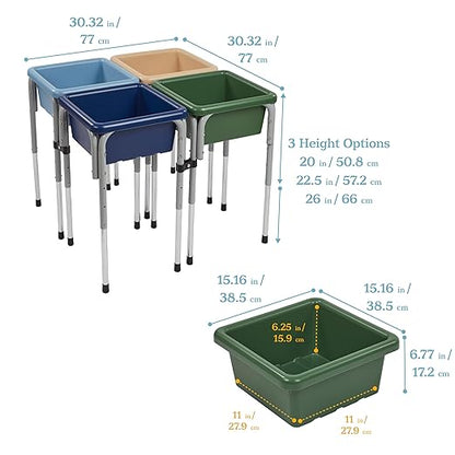 ECR4Kids 4-Station Sand and Water Adjustable Play Table, Sensory Bins, Earthtone