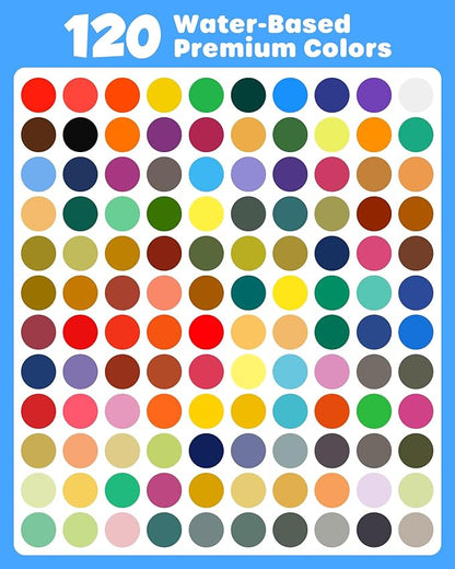 D-FantiX 120 Colors Acrylic Paint Markers for Kids Adults, Fine Tip Acrylic Paint Pens for Wood, Fabric, Glass, Canvas, Ceramic, Plastic, Rocks, Eggs, Shoe, DIY Arts and Crafts Scrapbook Supplies
