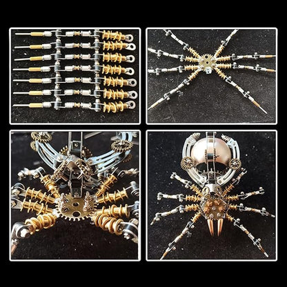Metalkitor Steampunk Spider Desk Lamp - 3D Metal Puzzle with Light, 512 Pieces DIY Assembly Kit for Kids and Adults - Brain Teaser Desk Ornament