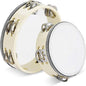Flexzion Handheld Tambourine - 8 & 6 Inch Set of 2 Pack, Double Row 12 Pair Metal Jingles, Percussion Drum Moon Musical Educational Instrument for Adults Classroom Gift Party (Wood)