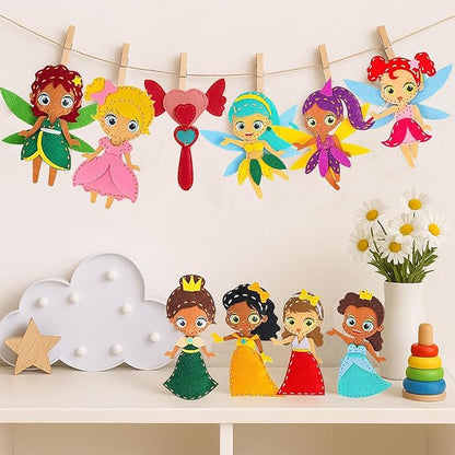 FYXGZZH Kids Beginner Sewing Kit – DIY Stuffed Craft Set with Pre-Cut Felt, Plastic Needle & Embroidery Thread, Educational Arts & Crafts for Boys & Girls Ages 6-12, Princess