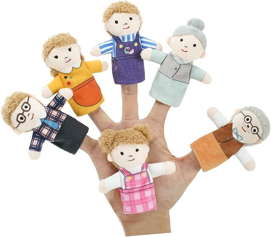 Finger Puppet Family Finger Puppet,6pcs Cute Puppet Mini Plush Toys Teaching Show,Soft Puppet for Kids Family Members Role Playing Birthday Party (Asian Style)