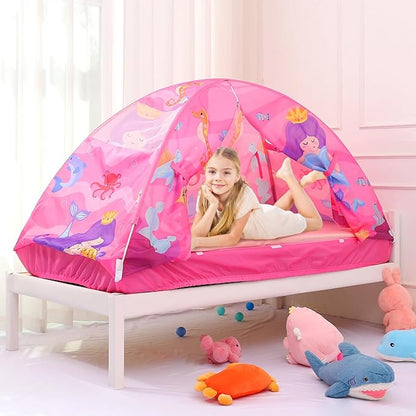Kid Bed Tent -Twin Play Tent Baby Toddlers Dream Playhouse for Bedroom Decor Indoor Games Twin Size Bed Canopy by CRAWLBO