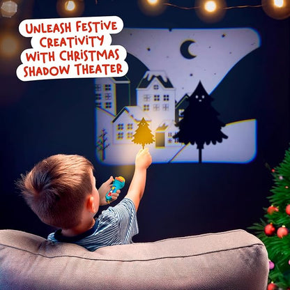Nene Toys Christmas Fairy Tales Interactive Book with Flashlight Projector & Shadow Puppets - Magical Stories & Theatrical Playset for Kids 3+ Years - 5 Languages - Perfect Holiday Bedtime Kit