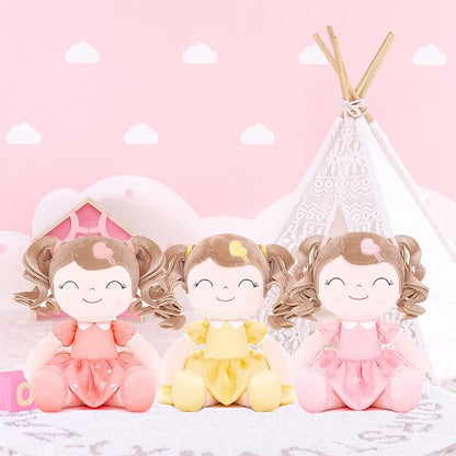 Gloveleya Baby Doll Baby Girl Gifts Plush Curly Kids Girl Toys with Love Toys for Ages 2-4 Toddler Toy 16" Pink