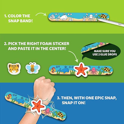 Skillmatics Craft Activity - Snap Bandz, Animals, DIY Jewelry Art & Craft Activity, Mess-Free, Creative Kit, 8 Bands (8.6"), Gifts for Boys & Girls Ages 4, 5, 6, 7, 8, 9, 10