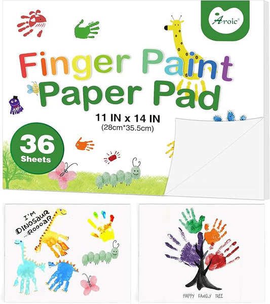 AROIC 36 Sheets Finger Paint Paper 11 x 14 inches, Paint Pad for Kid, Fingerpaint Paper For Toddlers And Kids, Toddlers Art Supplies, Art Painting Pad Set for Finger Painting, Drawing