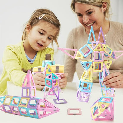Magnetic Tiles 80pcs Magnet Building Blocks Set Creative Stacking Toys for Kids, 3D DIY Construction Kit Preschool Child Montessori Toys STEM Learning Toys Gifts for Girls Boys 3 4 5 6 7 Years