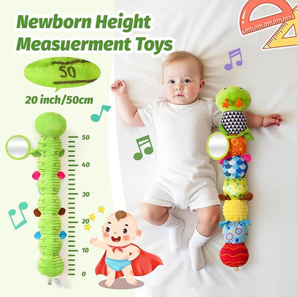 Baby Toys 0-6 Month, Musical Caterpillar Baby Rattle, Plush Sensory Toy with Mirror, Crinkle Textures, Newborn Developmental Tummy Time Stuffed Animal for Infants Boys Girls 6-12 Months (Green)