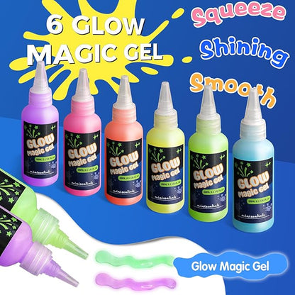 Magic Water Elf Toy Kit - Glow in The Dark Aqua Gel 6 Colors with 6 Molds - Magic Squishy Maker Water Fairies Birthday Party Favors DIY STEM Toy for 3-8 Years Old Kids