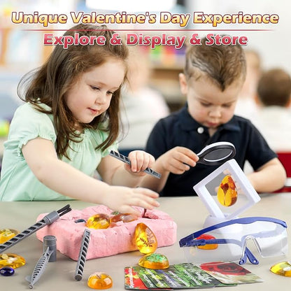 Flower Amber Dig Kit - 8 Flowers Specimens Excavation Kit, Flower Toy for Kids Girls, Plant Gift Dig Kits, Flower Plant Toys for Girls 6 and up Year Old Birthday Valentine's Day Gifts