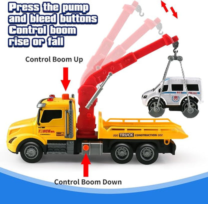 Toddler Boy Toys,Tow Truck Toy for 3 4 5 6 7 Year Old Boys,Friction‑Powered Rescue Tow Truck with Lights and Sounds,Birthday Gifts for Boys & Girls
