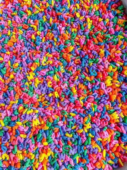 Pasta Sensory Bin Filler for Sensory Table - Colored Pasta for Sensory Play (Rainbow Alphabet Pasta, 4 Cup)