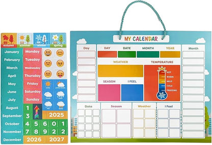 My First Daily Magnetic Calendar | Weather Station for Kids | Moods and Emotions | Preschool Learning Toys | Classroom Calendar Set |Usable on Wall or Fridge