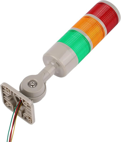 Signal Tower Stack Lights - Industrial Warning Lights with Rotatable Base, Steady/Flashing, 110V 220V AC (3-Layer, with Buzzer)