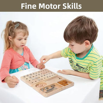 Wooden Pegboard for Finger Dexterity, Upgraded 36-Hole Wooden Hand Therapy Peg Board with Multifunctional Test Kit, Occupational Therapy Toys to Improve Fine Motor Skills and Hand-Eye Coordination