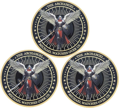 The Archangel Michael Challenge Coin Religious Coins Christian Coin Collectors Gifts (Pack of 3)