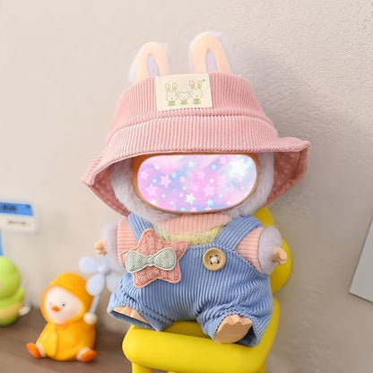 17cm Doll Clothes Outfit Set, 3 Pieces Dress Overalls Set for 6.7inch Doll Suit, Fashion Kawaii Hat & Clothes Accessories for 1st/2nd/3rd Gen Dolls Play & Display