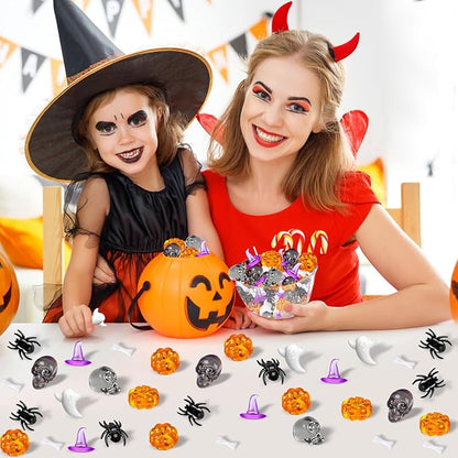 330 Pcs Halloween Vase Filler, Mini Acrylic Pumpkin Ghost Skull Spider Witch Hats Gems for Centerpieces Table Decorations, Halloween Sensory Bin Filler Decor for DIY Crafts