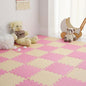 16 Tiles, 0.4 Inch Thicked Interlocking Floor Mats with Solid Colors, Squares Baby Play Mat, EVA Foam Puzzle Floor Mat Foam Mats for Kids, Baby, Toddlers (Beige/Pink)